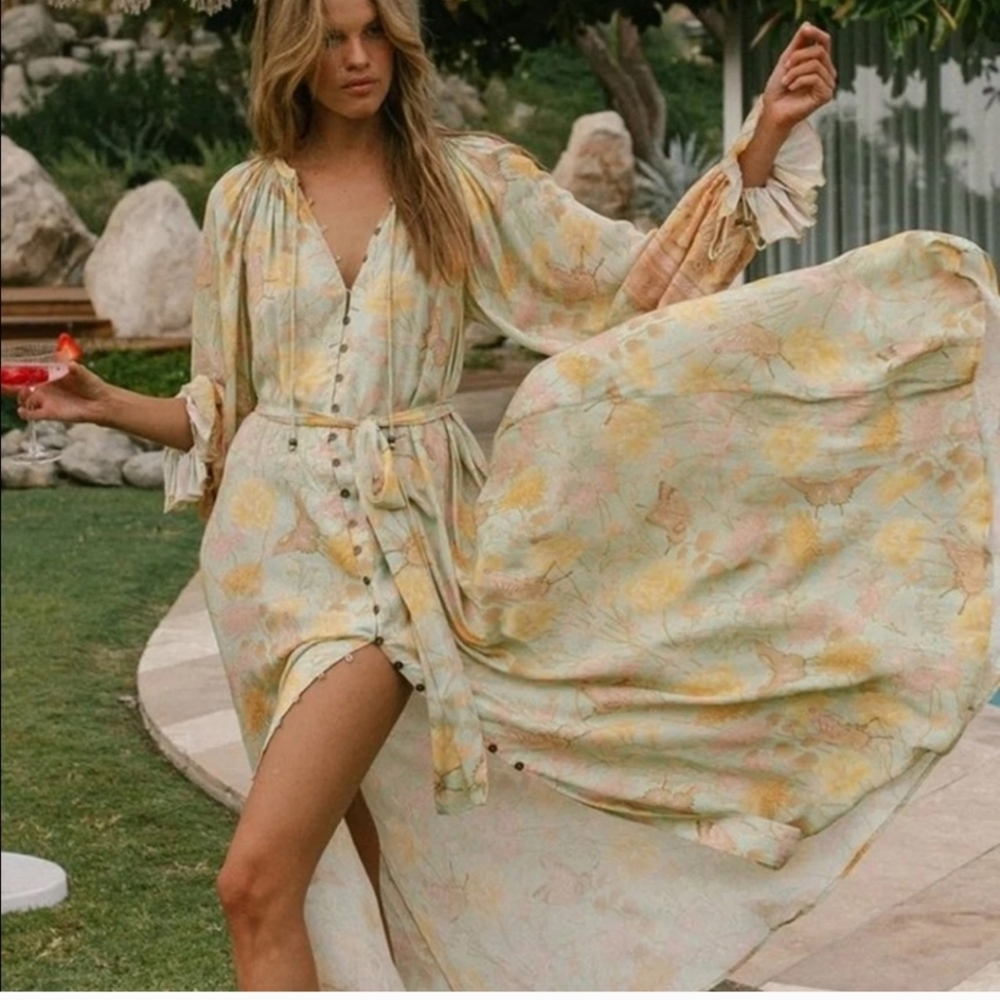 Spell Pastel Floral Maxi Dress NWOT